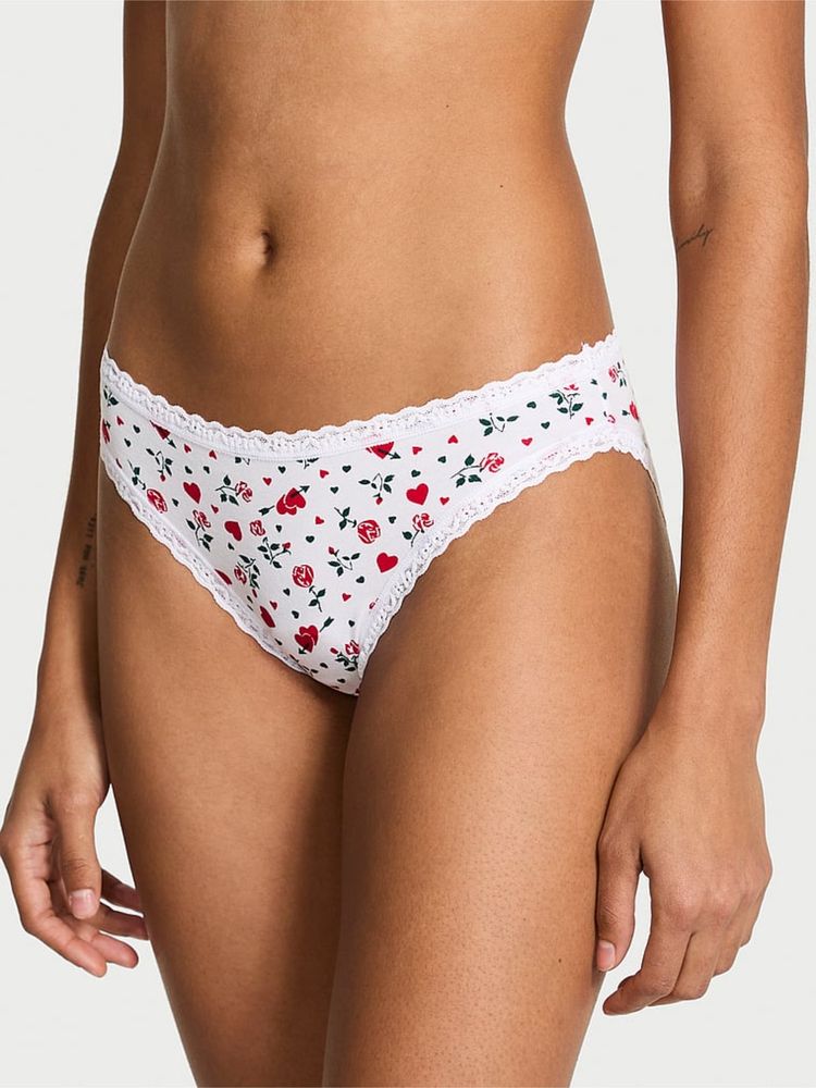 Victoria's Secret Lace Trim Lace-Waist Bikini Panty White-image-42