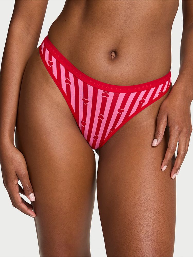 victoria's secret intimates Victoria's Secret Stretch Cotton High-Leg Scoop Thong Panty Pink-picture-38