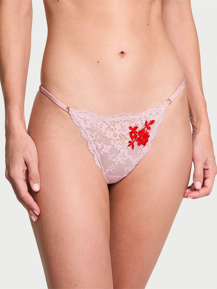 victoria's secret intimates Victoria's Secret Dream Angels Lace V-String Panty Pink-picture-15
