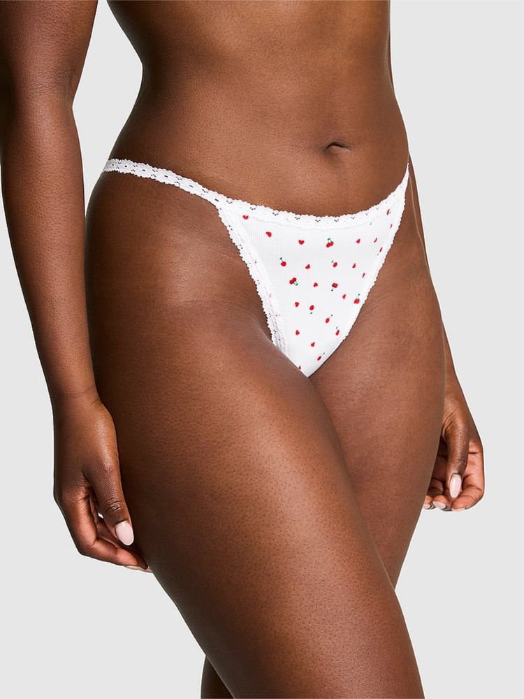 victoria's secret intimates Victoria's Secret Pink Cotton V-String Panty White-picture-35