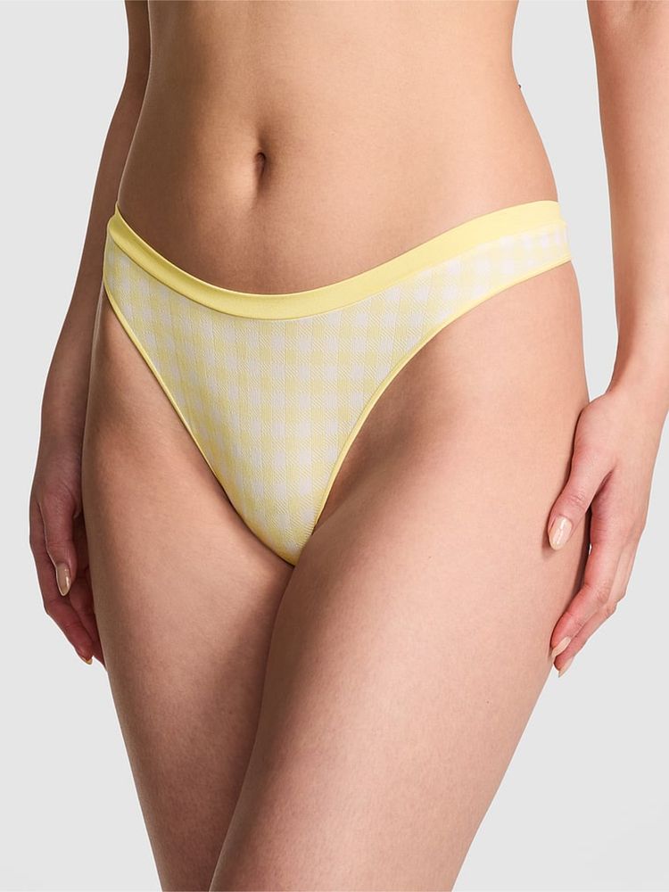 Victoria's Secret Pink Seamless High-Leg Thong Panty Yellow-image-42