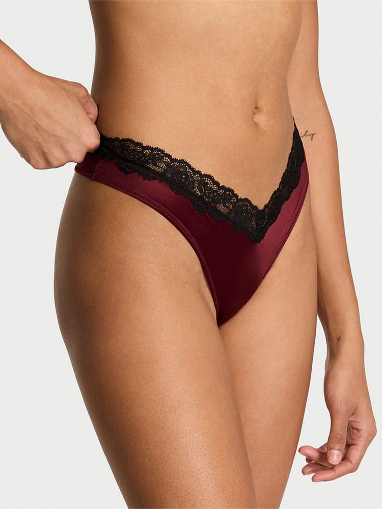 victoria's secret intimates Victoria's Secret Very Sexy Lace-Trim High-Leg Thong Panty Red-picture-20