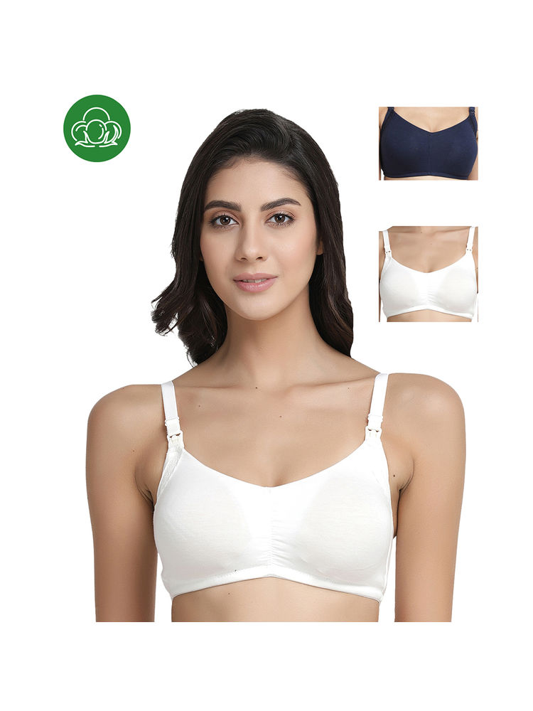 Inner Sense Organic Antimicrobial Soft Feeding Bra with Removable Pads Pack of 3 - Multi-Color-picture-30