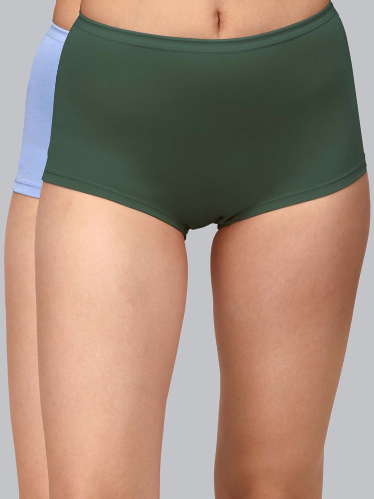 SOIE Women High Rise Full Coverage Cotton Stretch Boyshorts Multi-Color (Pack of 2)-picture-20
