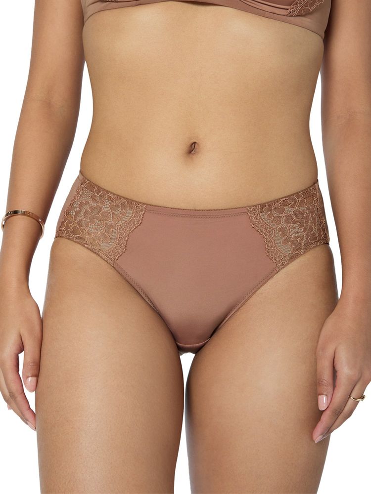 Triumph Sweet Line Smooth Medium Coverage Brief With Floral Lace Design Brown-image-23