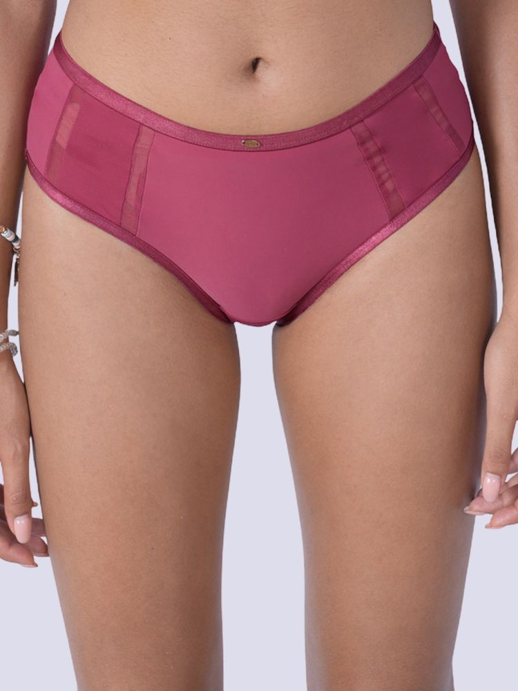 SOIE Women High Waist Full Coverage Ultra Soft Mesh Panel Brief Pink-picture-11