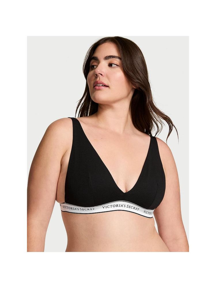 Victoria's Secret The T-shirt Wireless Cotton Plunge Bralette Black-image-20