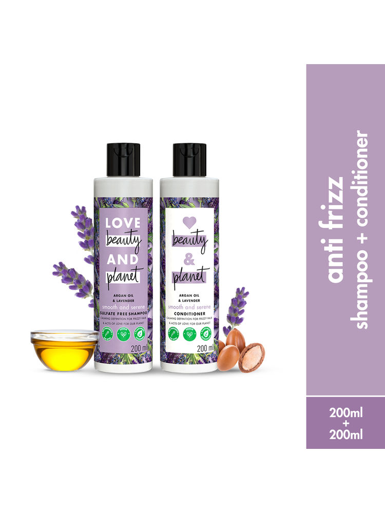 Love Beauty & Planet Natural Argan Oil And Lavender Anti-frizz Smoothening Shampoo & Conditioner
