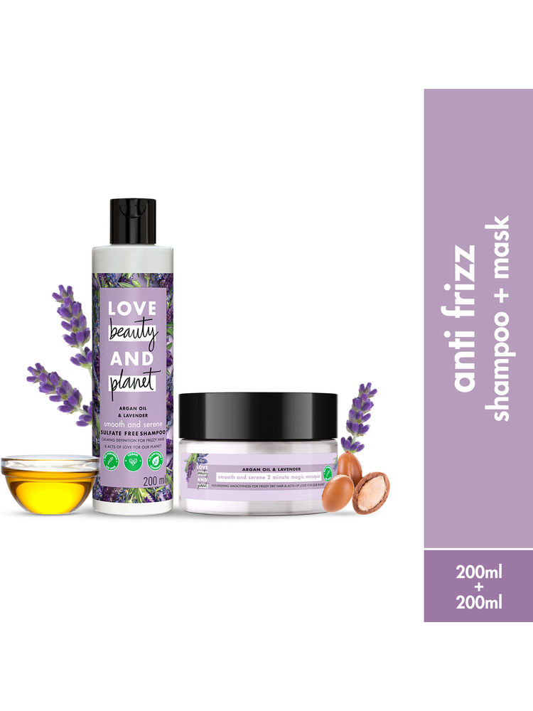 Love Beauty & Planet Argan Oil And Lavender Sulfate Free Smooth And Serene Shampoo & Hair Mask