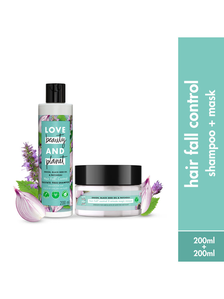 Love Beauty & Planet Onion Black Seed & Patchouli Hairfall Control Sulfate Free Shampoo & Hair Mask