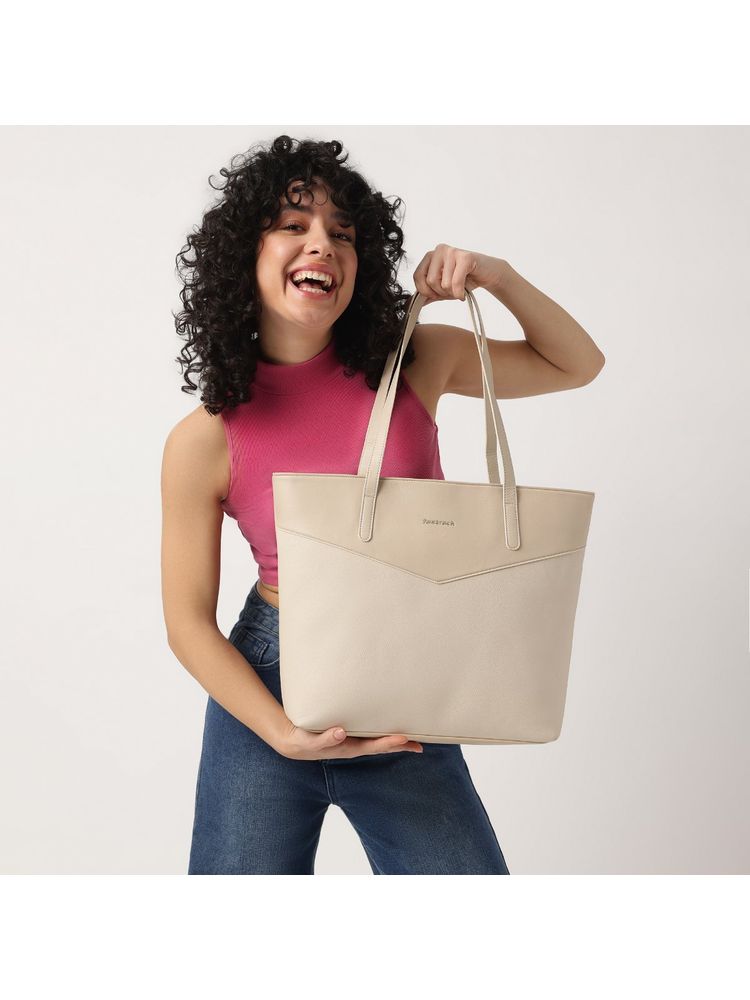 fastrack accessories Fastrack Beige Casual Tote Bag with Laptop Sleeves That Holds Upto 15"-picture-12