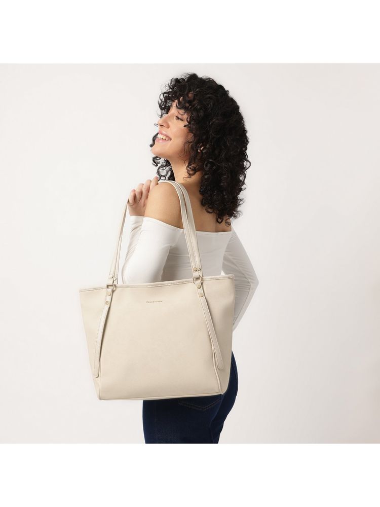 fastrack accessories Fastrack Off White Casual Tote Bag with Laptop Sleeves That Holds Upto 14"-picture-12