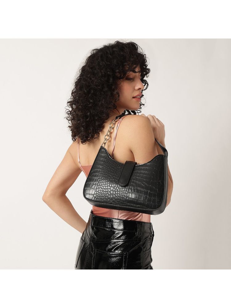 fastrack accessories Fastrack Casual Shoulder Bag With Zipper In Black-picture-13