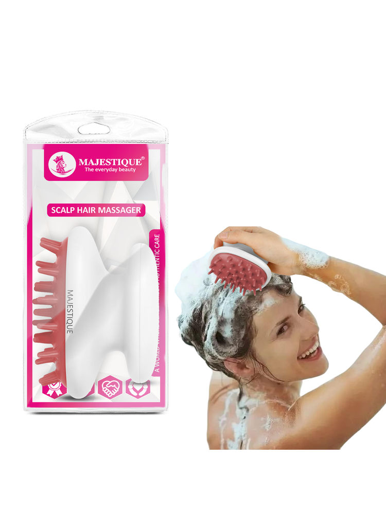 Majestique Scalp Massager Brush, Soft Bristles Anti Dandruff Shampoo Brush - Multicolour-image-44
