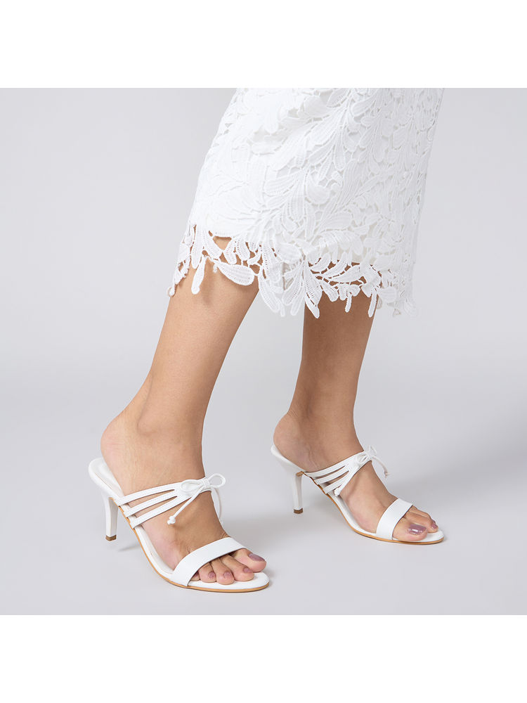 RSVP by Nykaa Fashion Off White Bow Strap Stiletto Heels-image-20