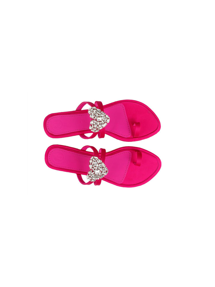 PREET KAUR Fuchsia Pink Heart Flats-picture-13