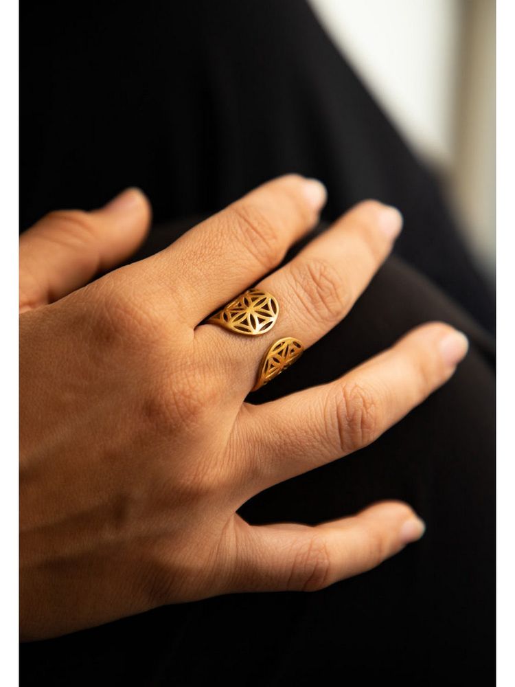 SOUL WORKS Women's Gold Colour Brass Plated Ring-image-25