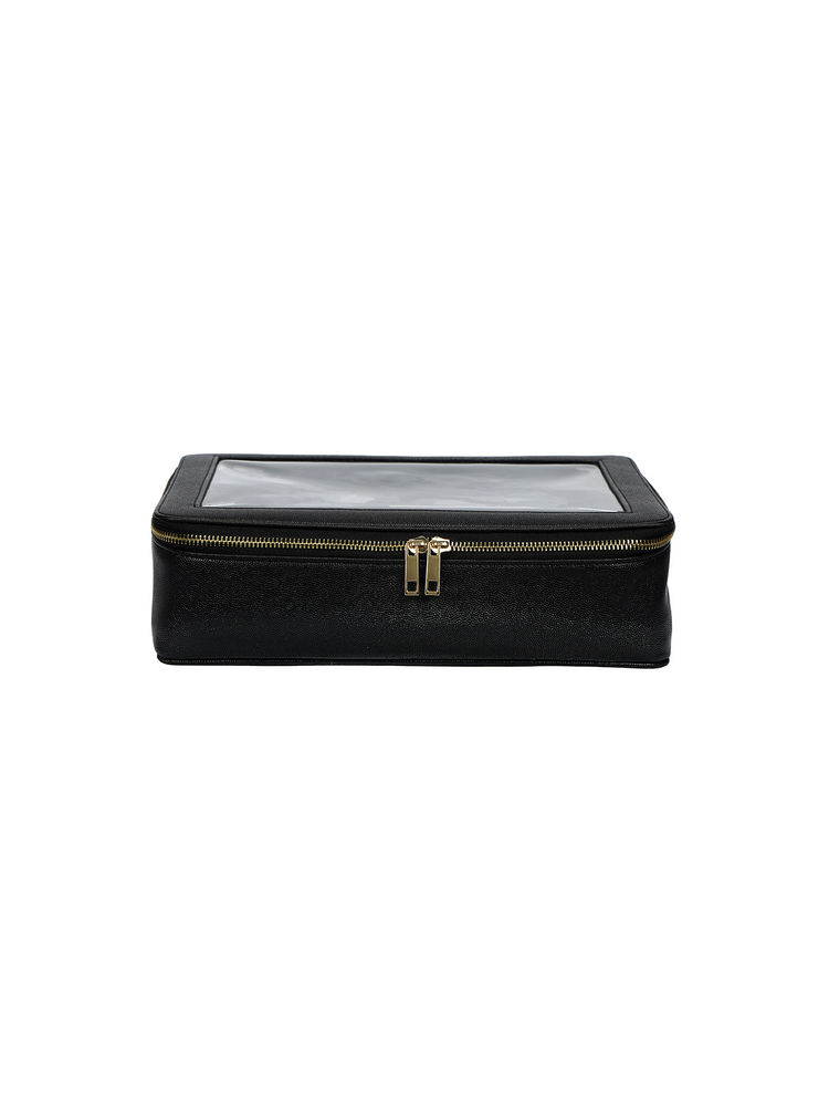 Fuchsia by Aashka Mehta Clear Black Vanity Pouch Set of 2-image-36