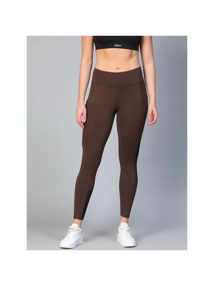 Athlisis Women Brown Ankle Fitted Gym Tights-picture-19