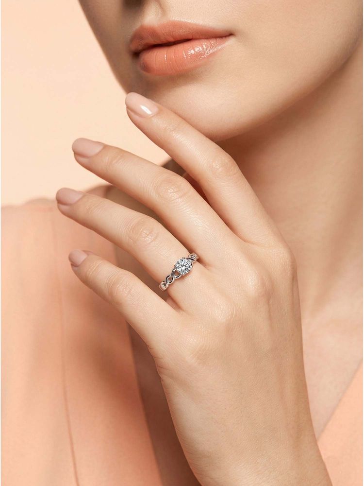 925 SILLER 925 Pure Silver Solitaire Rhodium Plated Zircon Ring (7)-image-27