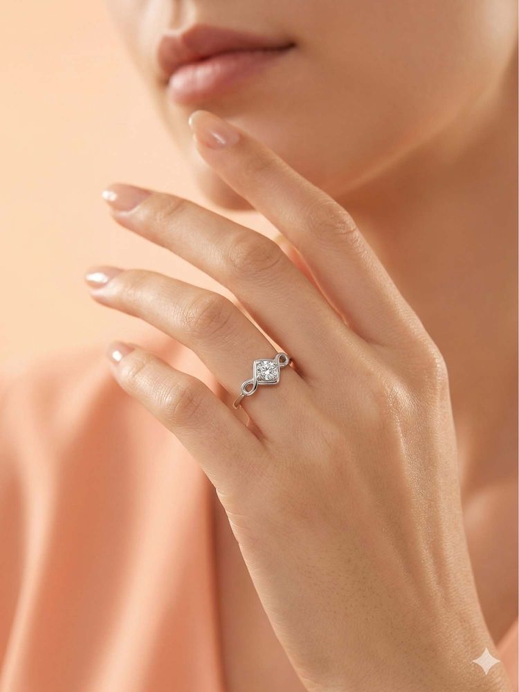 925 SILLER 925 Pure Silver Solitaire Rhodium Plated Zircon Ring (7)-image-29