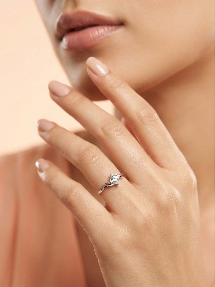 925 SILLER 925 Pure Silver Solitaire Rhodium Plated Zircon Ring (7)-image-10