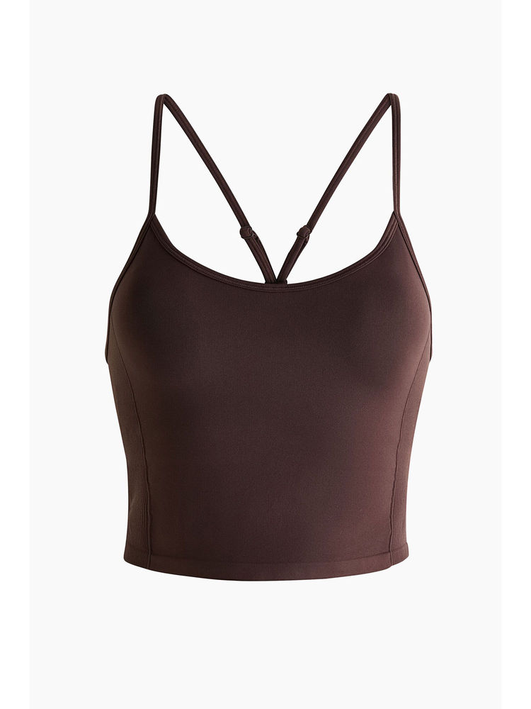 H&M Women Brown Seamless Sports Top With Drymove-picture-39