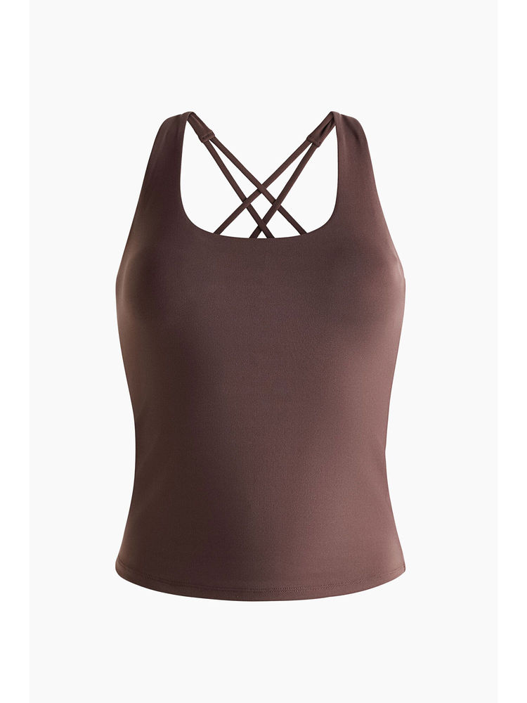 H&M Women Brown Sports Vest Top With Softmove-image-12