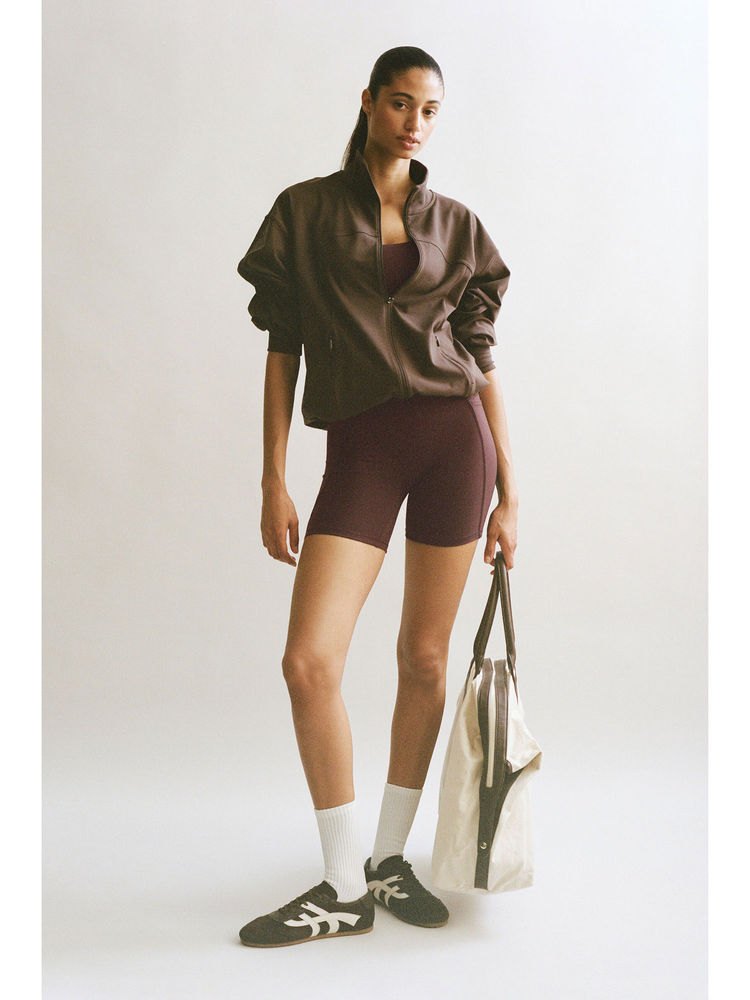 H&M Women Brown Pocket Biker Shorts With Softmove-picture-16