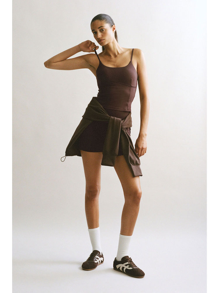 H&M Women Brown Integral-Bra Sports Strappy Top With Softmove-picture-15