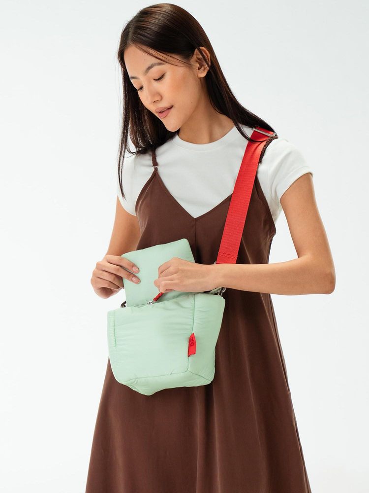DailyObjects Mint Puff Bucket Sling Bag With Detachable Strap (M)-picture-12