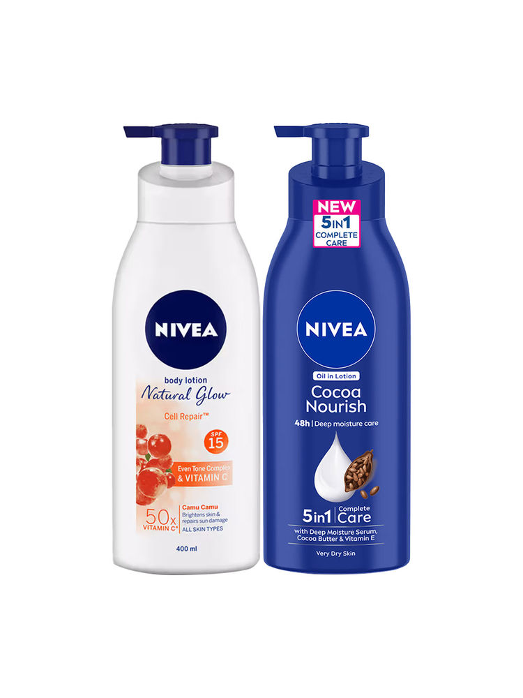 NIVEA Bestseller Cocoa Nourish + Natural Glow SPF 15 Lotion Combo