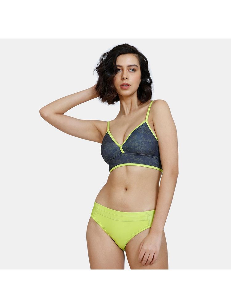 Zivame Zelocity Padded Bikini Set With Hook - Lime Punch-image-2
