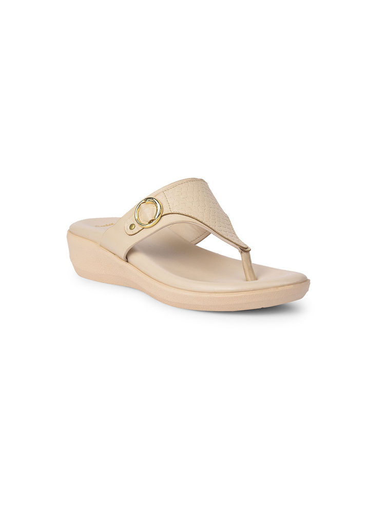 Bata Women Beige Pu Sandals