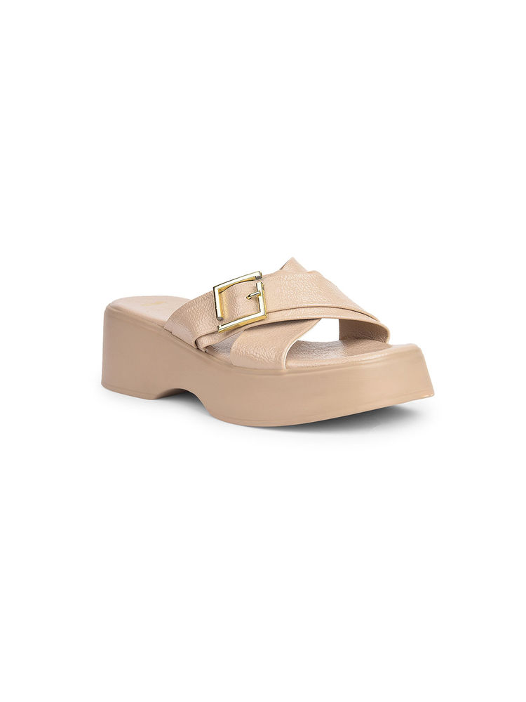 Bata Women Beige Pu Wedges-picture-14