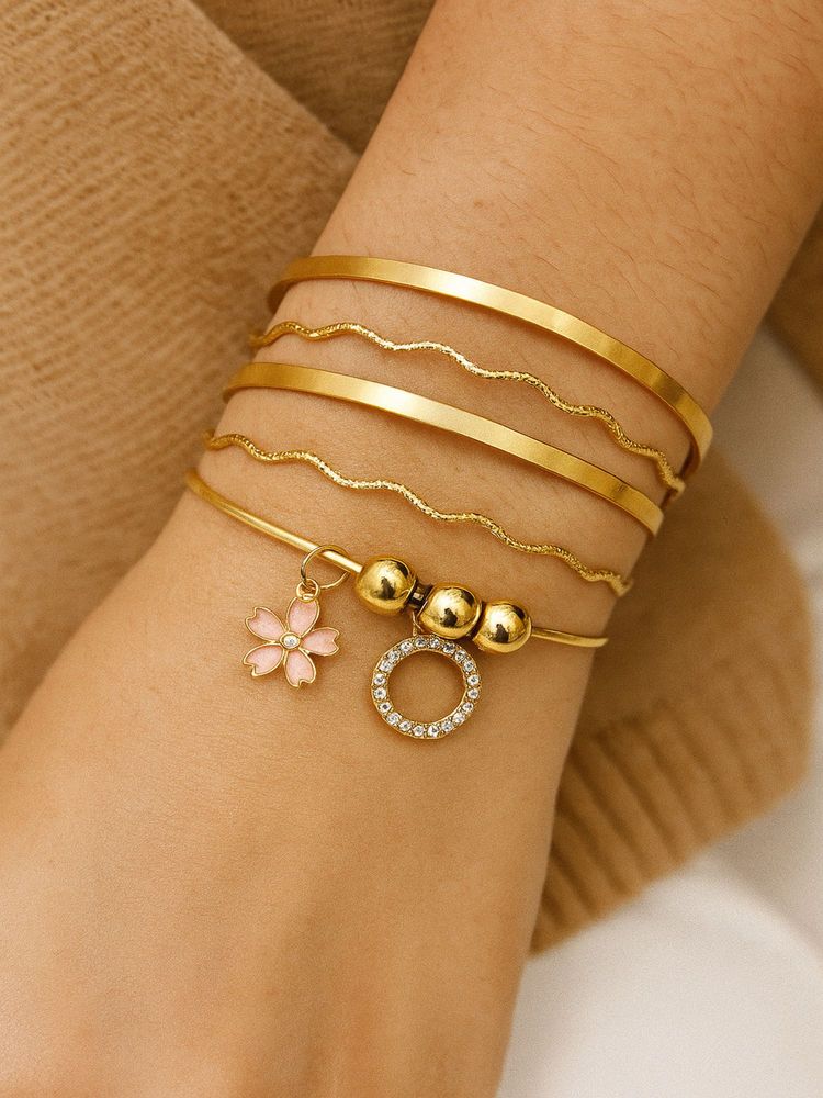 Jewelz Gold Alloy Gold Plated Bangles (Pack of 5)-picture-28