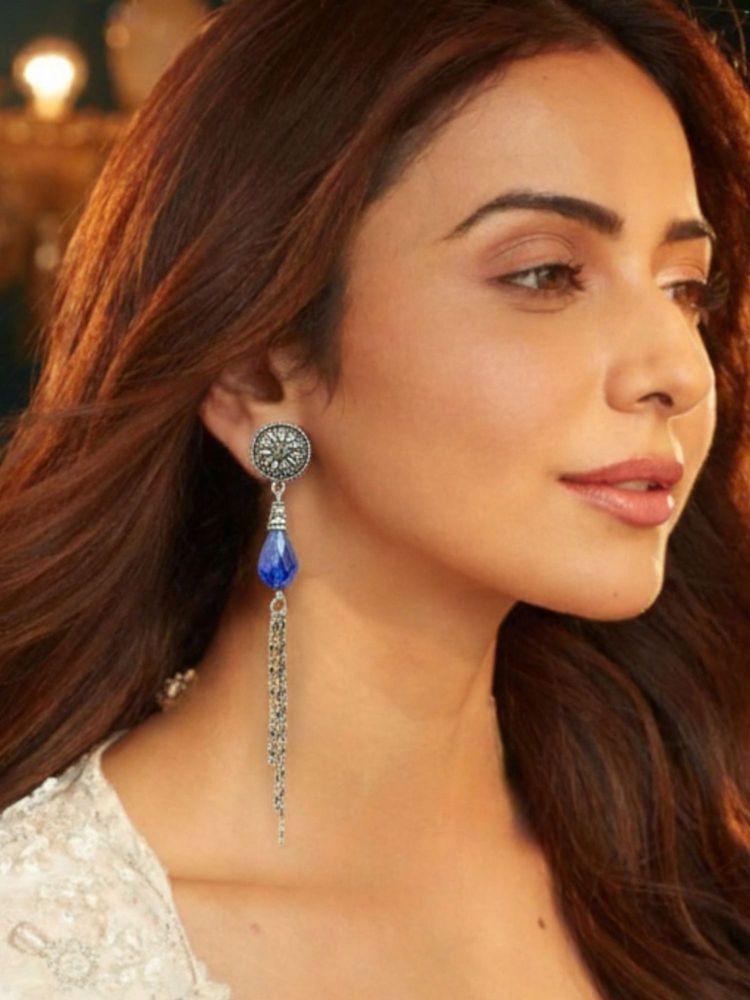 Accessher Blue Silver Plated Pair Of Earrings-image-5