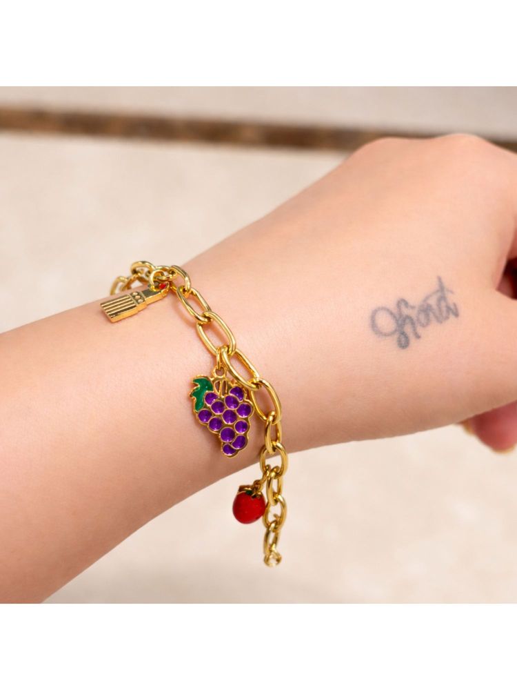 Dkane Designs Multi-Color Stainless Steel Gold Plated Bracelet-image-3