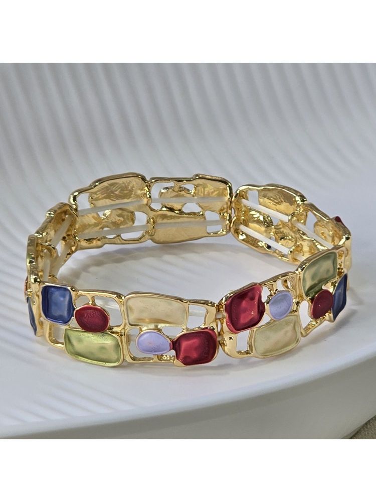 Dkane Designs Multi-Color Aluminium Gold Plated Bracelet-image-9