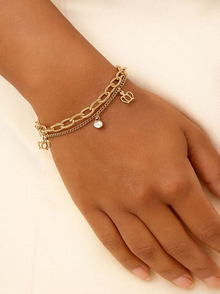 Jewelz White Stainless Steel Gold Plated Bracelet-picture-42