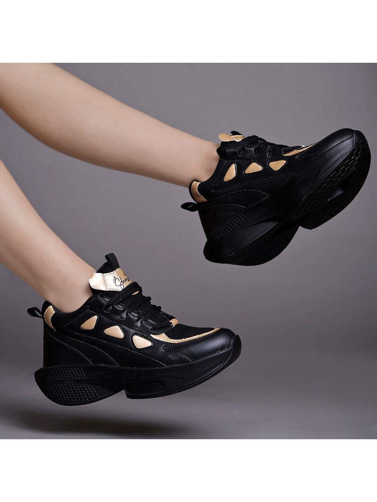 Shoetopia Daily Wear Casual Black Sneakers for Women-picture-10
