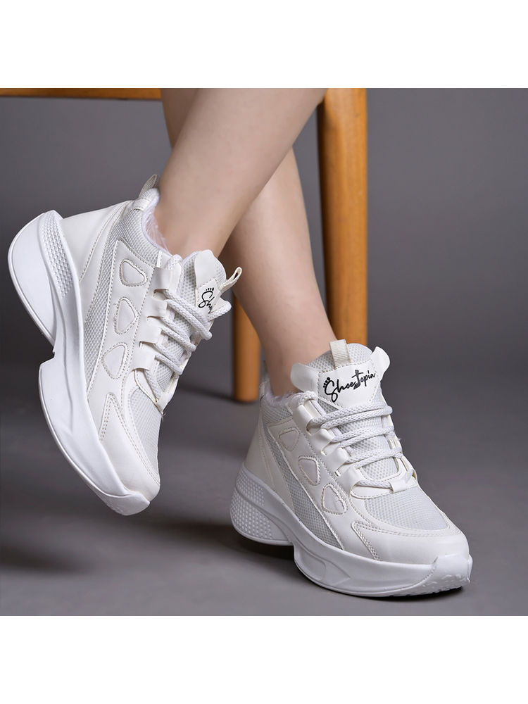 Shoetopia Daily Wear Casual White Sneakers for Women
