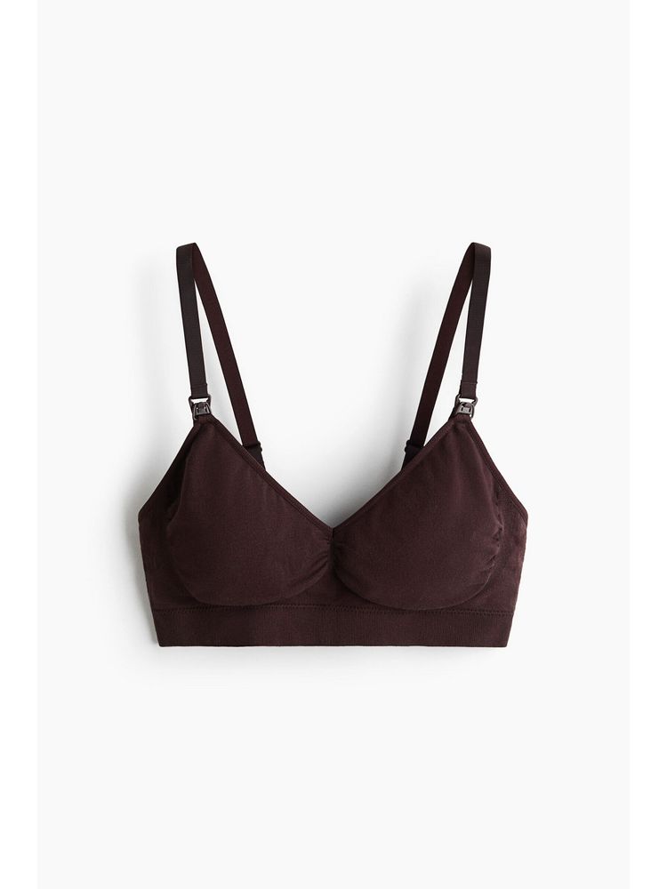 H&M Women Brown Mama Seamless Padded Cotton-Blend Nursing Bra-picture-25