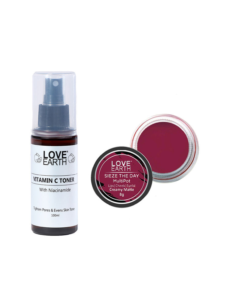 Love Earth Lip Tint & Cheek Tint Seize The Day + Vitamin C Toner