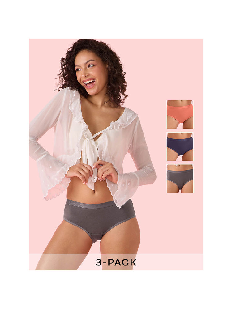 Enamor Chic Cotton Naturally Breathable Brief Panty Women Multi-Color (Pack of 3)-picture-18