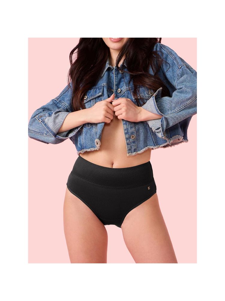 Enamor All Day Comfort High Waist Brief Full Coverage Black-picture-21