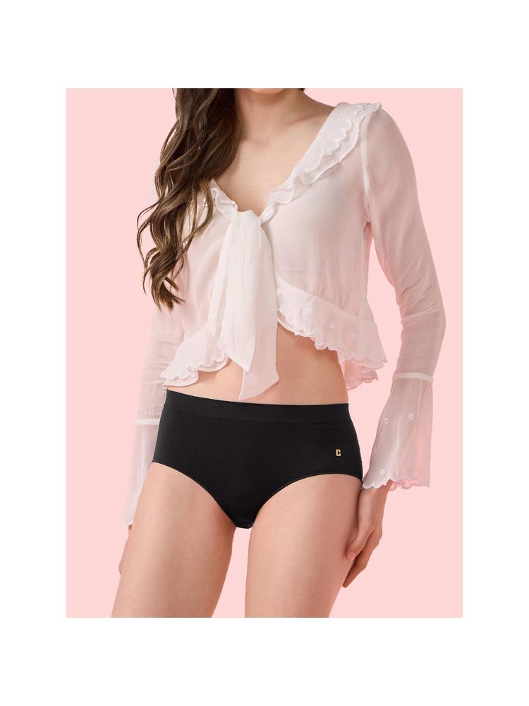 Enamor All Day Comfort Mid Waist Brief Panty Women - Soft And Breathable Seamless Black-picture-25