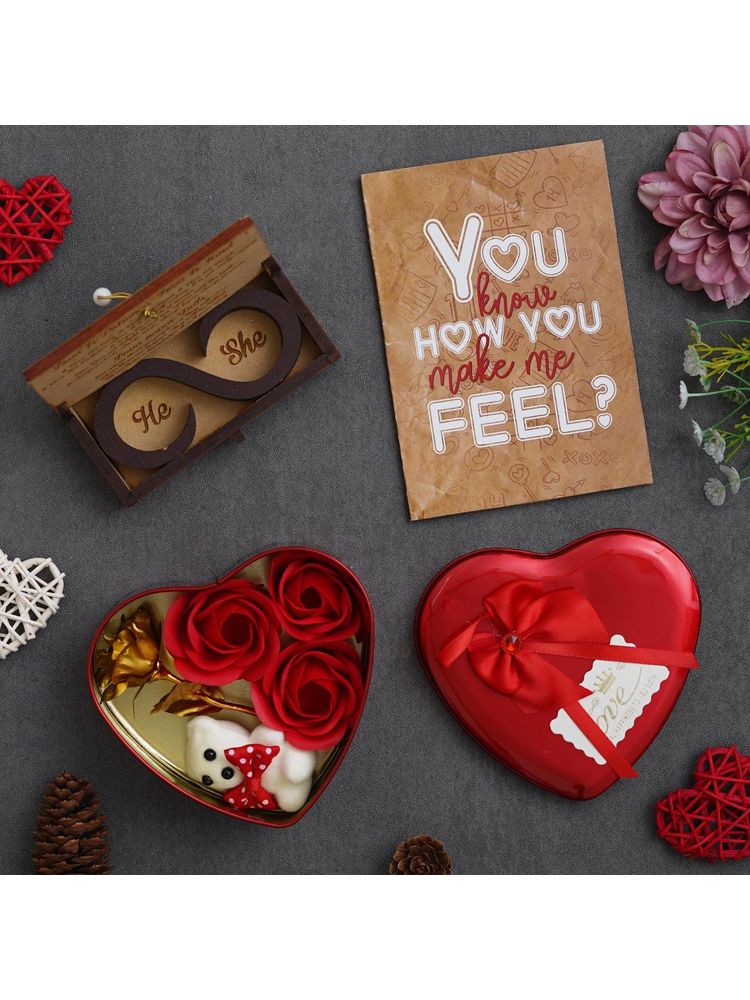 eCraftIndia Valentine Combo of Card, "Love" Wooden Gift Box, Red Heart Shaped Gift Box-image-47