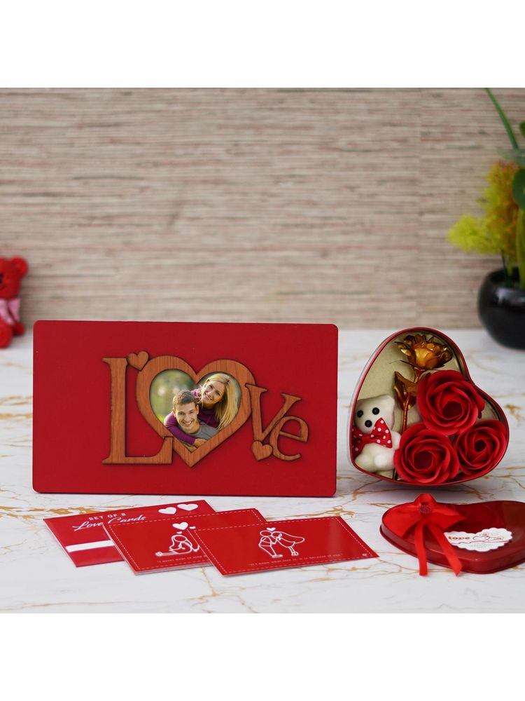 eCraftIndia Combo of Set of 8 Love Post Cards , "Love" Photo Frame With Stand, Heart Shaped Gift Box-image-44