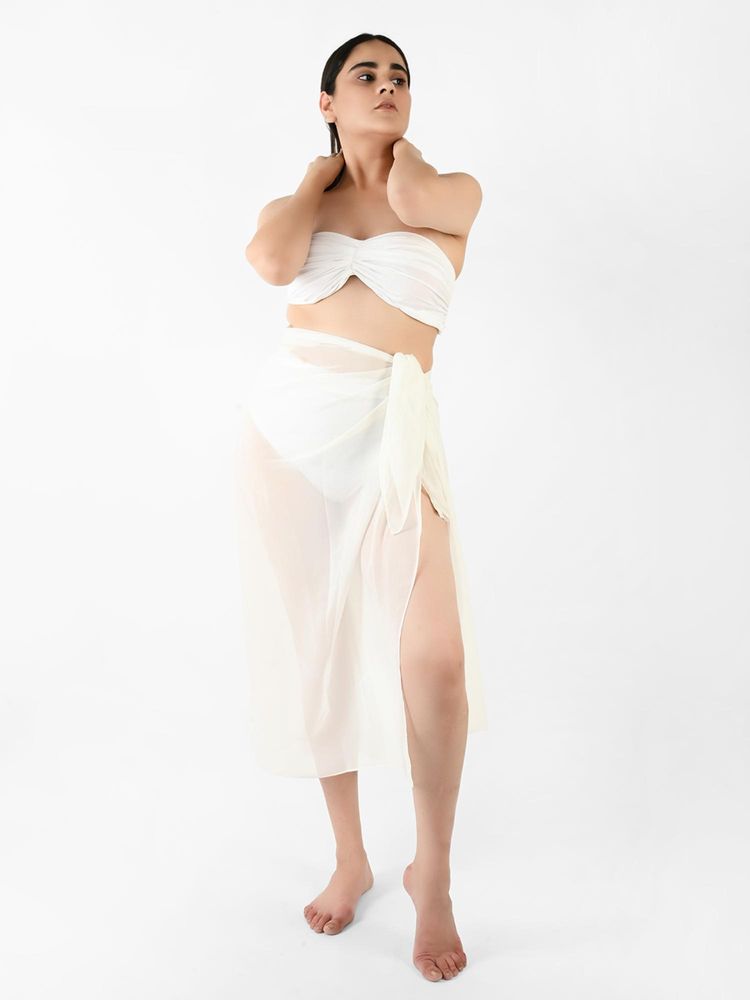 Blissence White Solid Long Sarong-image-36